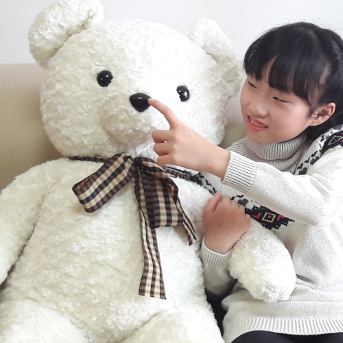 러브리본빅베어/크림장미곰/국산/대형곰인형쿠션