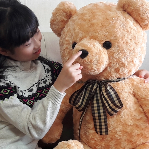 러브리본빅베어/브라운장미곰/국산/대형곰인형쿠션