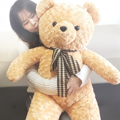 러브리본빅베어/브라운장미곰/국산/대형곰인형쿠션