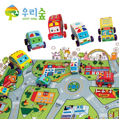 헝겊자동차 5종 + 놀이매트