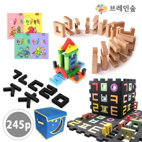 [우드피아] 원목 한글입체블럭 245P