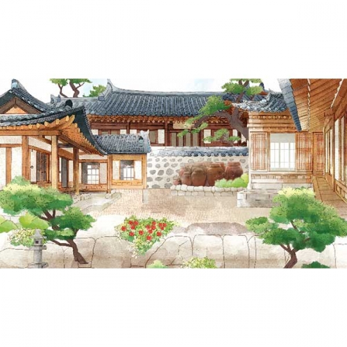 [키즈파람] 전통배경현수막 116 - 기와집