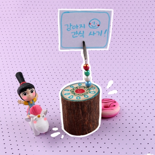 메이크문구 M117 천연나무조각+메모집게