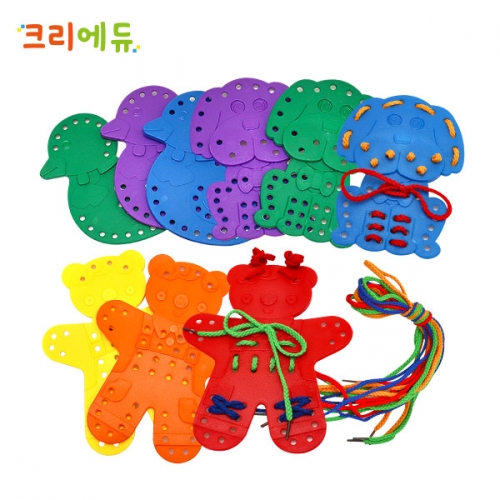 [캐스B]크리에듀 동물실꿰기블록9pcs(1595)