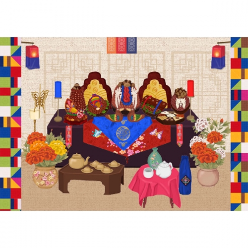 [키즈파람] 전통배경현수막135 - 전통혼례