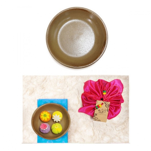 송편도자기+공단보자기(색상랜덤)[5명용]
