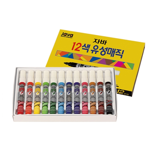 f08 자바 파워 12색 유성매직(둥근촉)