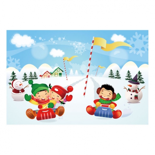 [키즈디자인] 겨울배경현수막 718 눈썰매