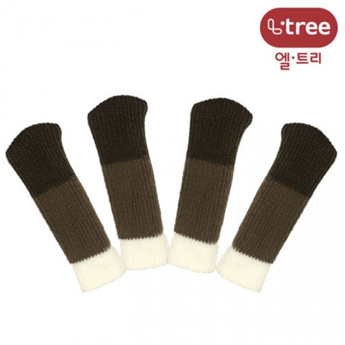 [생활안전용품]니트니트 의자발캡 라인브라운 4입
