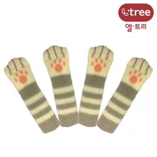 [생활안전용품]니트니트 의자발캡 줄무늬캣 4입