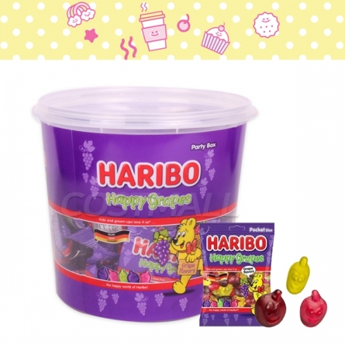HARIBO 하리보 해피그레이프 1,000g 통 곰젤리 과일 포도 구미 크리스마스 선물 어린이집 유치원