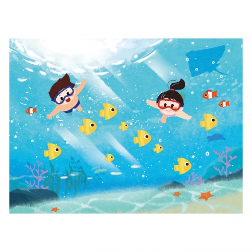 [키즈디자인] 여름바다속배경현수막 3509