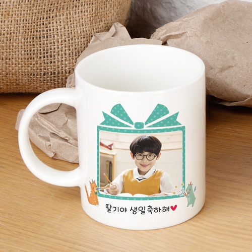 [딸기느낌]포토 머그컵 생일 수료 기념일 돌답례 주문제작
