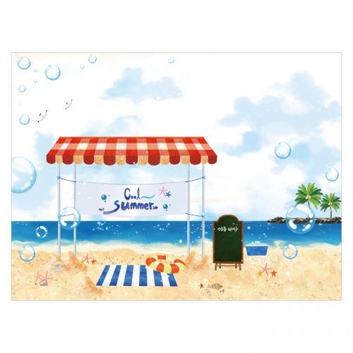 [키즈디자인] 여름바다배경현수막 6078 해변