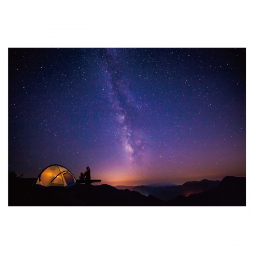 [키즈디자인] 야간캠핑배경현수막 4085 텐트 은하수 별