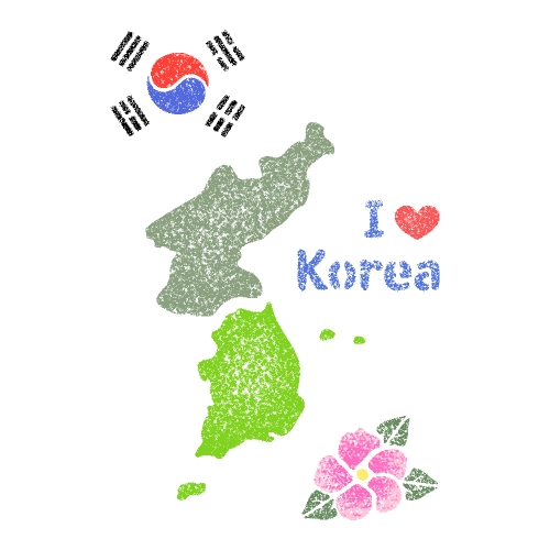 스텐실도안 4430 아이러브 코리아 태극기 무궁화 지도 도안
