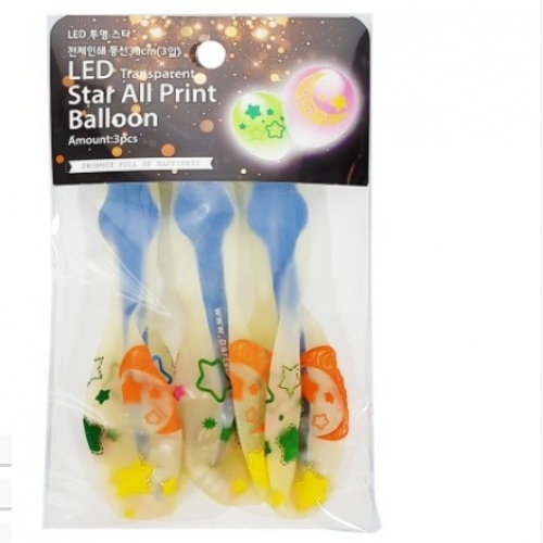 LED 30cm 투명 스타 인쇄 풍선 (3입)