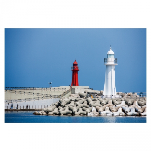 [키즈디자인] 바다배경현수막 4147 여름 등대 방파제