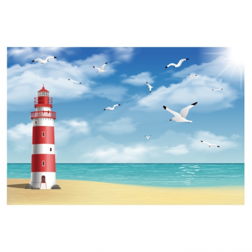 [키즈디자인] 바다배경현수막 4157 여름 등대