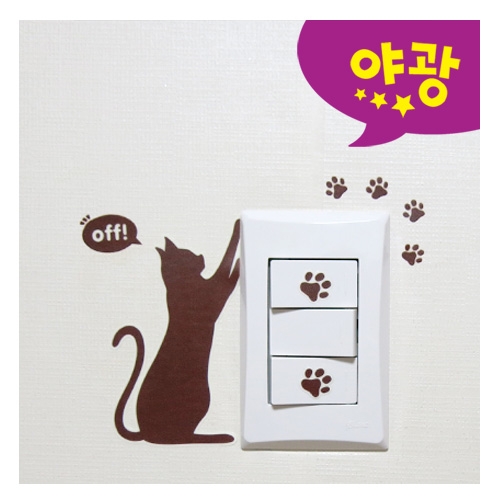 스티커몰 야광스위치코디(2매) 심플고양이 NC-55