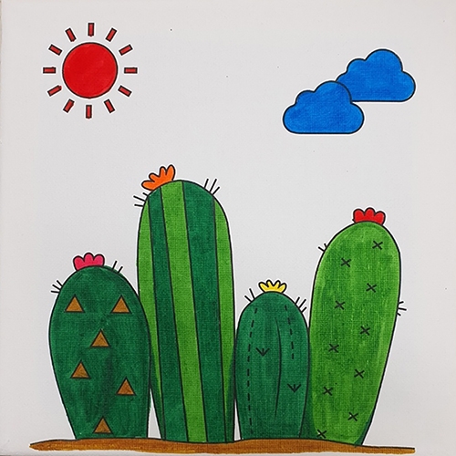 캔버스 밑그림 액자(선인장)