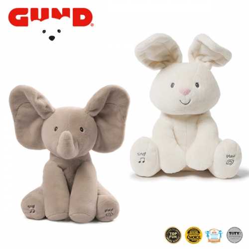 GUND 건드 까꿍 코끼리 & 토끼 노래하는 애착인형
