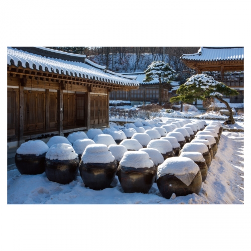 [키즈디자인] 겨울배경현수막 6301 한옥 장독대