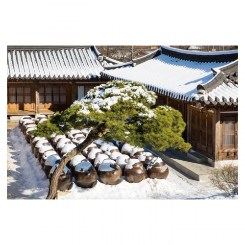 [키즈디자인] 겨울배경현수막 6302 한옥 장독대