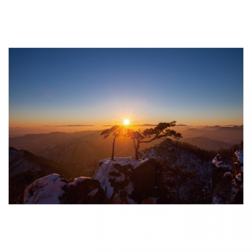 [키즈디자인] 겨울배경현수막 6304 설산 일출
