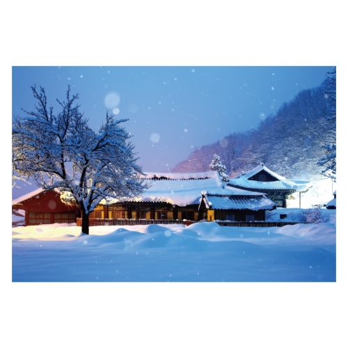 [키즈디자인] 겨울배경현수막 6309 한옥 겨울풍경
