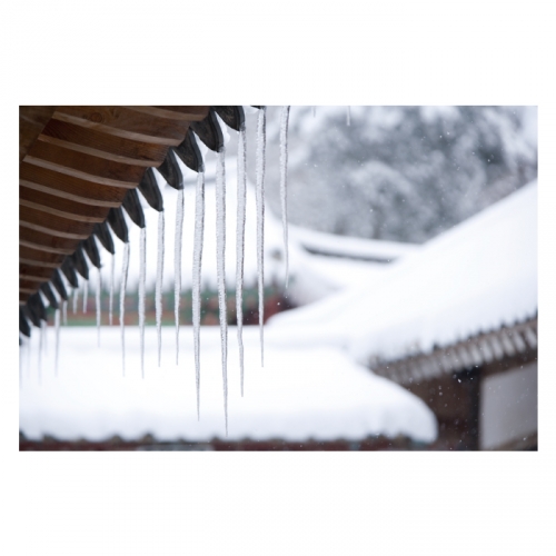 [키즈디자인] 겨울배경현수막 6324 한옥 고드름