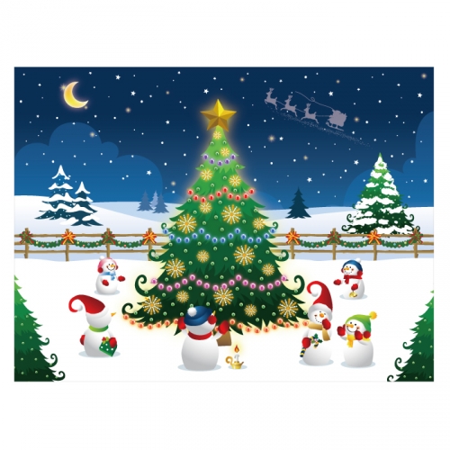 [키즈디자인] 겨울배경현수막 5273 눈사람 트리