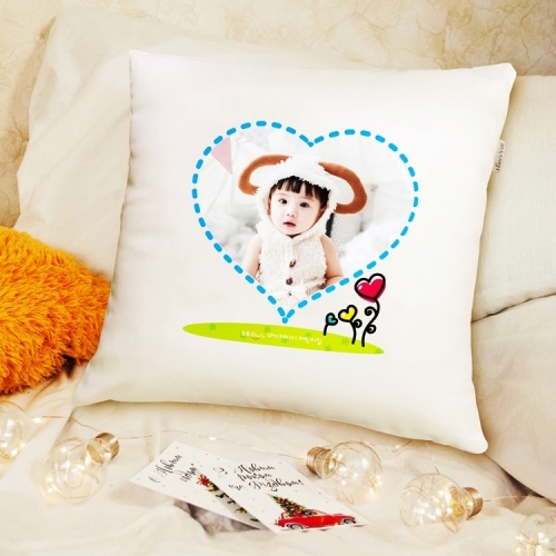 생일선물 졸업선물 내 맘대로 꾸미는 포토 쿠션(국내산)_하트스티치(구름솜포함)