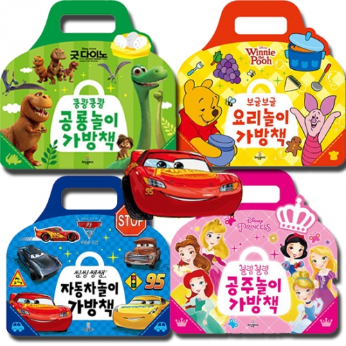 (친환경 소재)폭신폭신한 가방퍼즐 놀이북 4종 선택구매 디즈니 픽사 다이노공룡놀이 공주놀이 요리가방 자동차가방