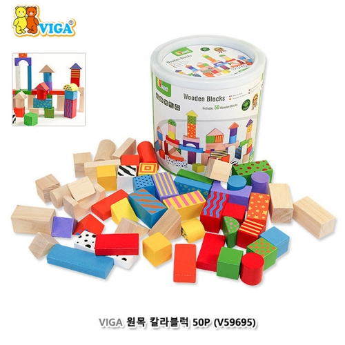 [비가](VIGA) 원목칼라블럭50P (644V59695)