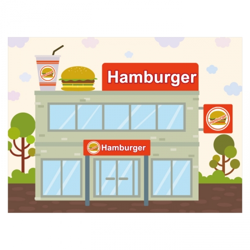 [키즈디자인] 햄버거현수막 2111 시장놀이 우리동네