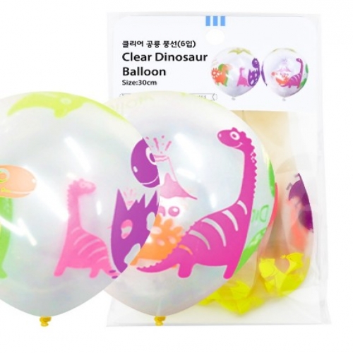 30cm 클리어 공룡 풍선 (6입)