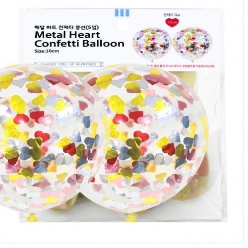 30cm 메탈하트 컨페티 풍선 (5입)