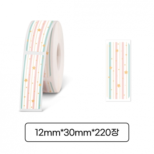 [라벨터치] 마로마로 전용 라벨테이프 MD-S20 다이컷 스타스트랩바탕  검정글씨 220pcs
