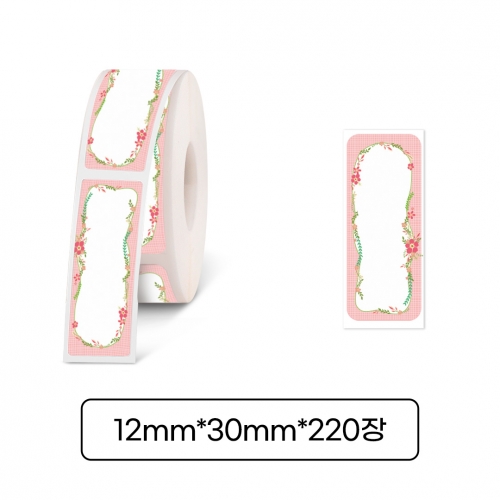 [라벨터치] 마로마로 전용 라벨테이프 MD-F20 다이컷 꽃바탕  검정글씨 220pcs