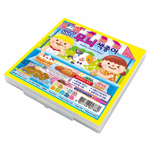 [종이나라] 6000 무늬색종이(케이스) 20색 100매 15cm
