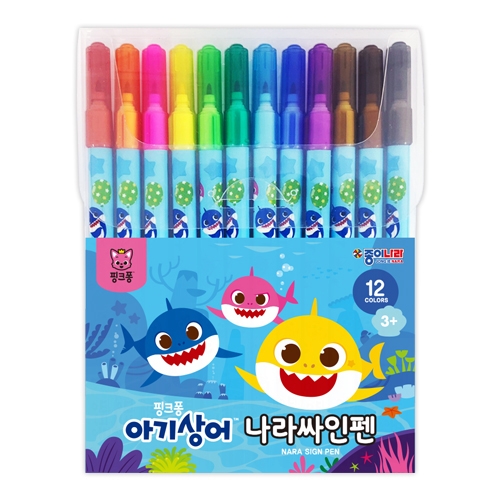 [종이나라] 핑크퐁 아기상어 싸인펜 (12색/16색 택1)