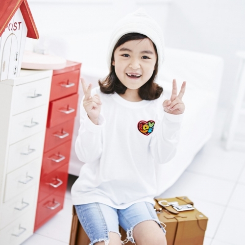 국내산 순면 30수 아트 티셔츠 ☆ 긴팔 ☆_고급와펜자수 슈가하트(10컬러)
