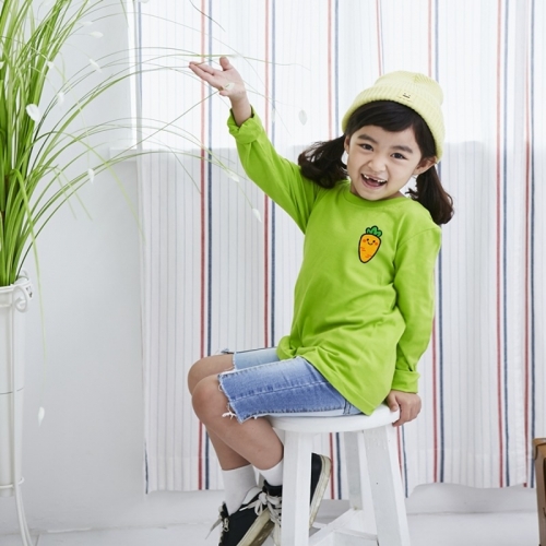국내산 순면 30수 아트 티셔츠 ☆ 긴팔 ☆_고급와펜자수 당근사랑 (10컬러)