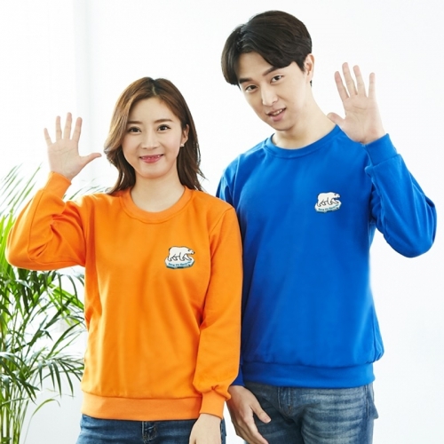 국내산 고급 특양면 맨투맨 티셔츠 보풀자수 북극곰을지켜줘요(아동/성인)