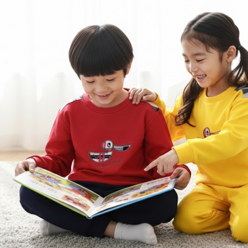 [키즈토이] 6114 체크무늬 빨강+네이비(바지) / 어린이집 유치원 활동복 원복 긴팔 체육복 신학기 개원 원아 용품