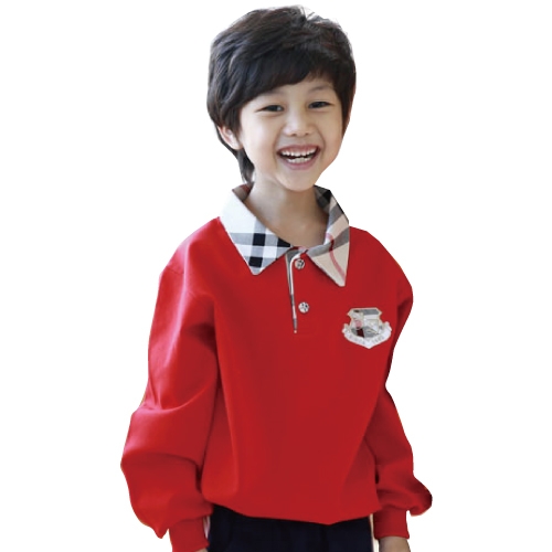 [키즈토이] 3238 체크폴로 (빨강) / 어린이집 유치원 활동복 원복 긴팔 체육복 신학기 개원 원아 용품