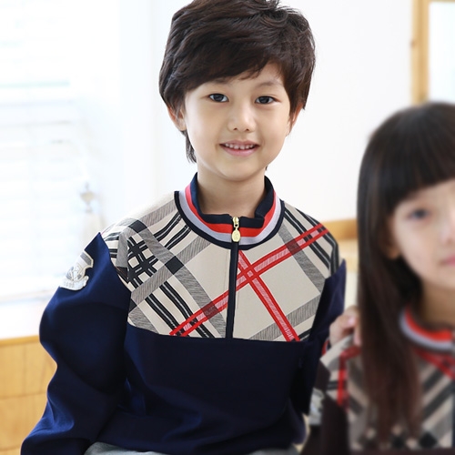 [키즈토이] 3235 차이나카라 반짚업 (네이비) / 어린이집 유치원 활동복 원복 긴팔 체육복 신학기 개원 원아 용품
