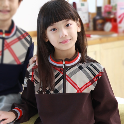 [키즈토이] 3234 차이나카라 반짚업 (브라운) / 어린이집 유치원 활동복 원복 긴팔 체육복 신학기 개원 원아 용품