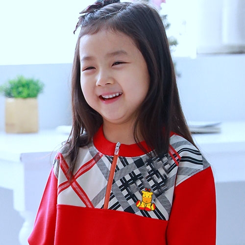 [키즈토이] 7521 빨강 기린체크 / 어린이집 유치원 활동복 원복 긴팔 체육복 신학기 개원 원아 용품